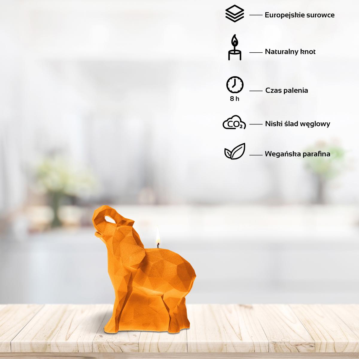 Świeca Elephant Low-Poly Orange Small nr. 3