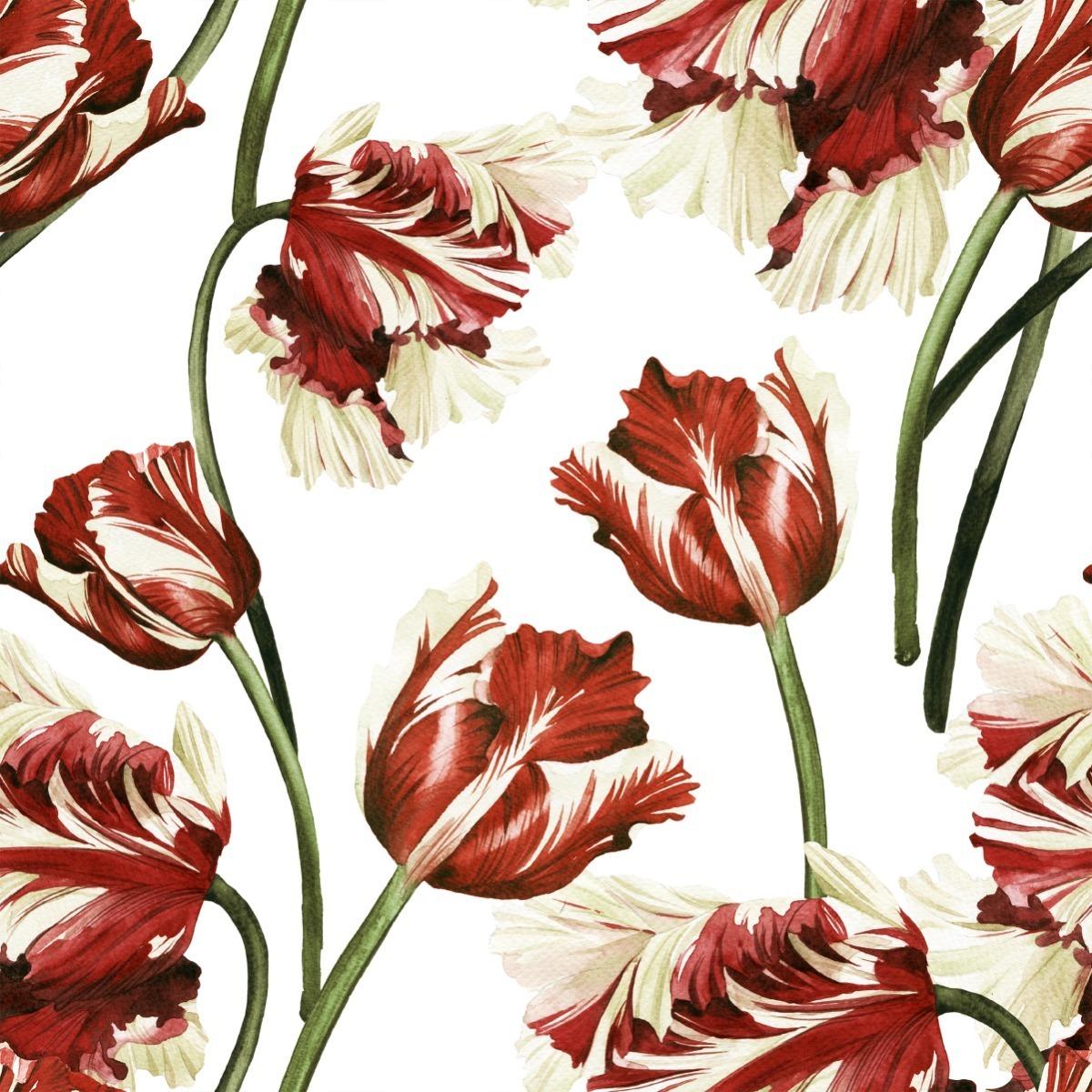 Tapeta Flizelinowa TULIPANY Kwiaty Liście Vintage  nr. 3