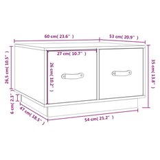 Stolik kawowy 60x54x35 cm  z pojemnymi szufladami z litego drewna sosnowego szary do salonu - Miniaturka zdjęcia nr 10