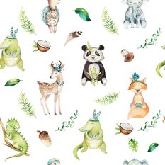Tapeta dziecięca MISIE panda lisy krokodyle słonie  - Miniaturka zdjęcia nr 5