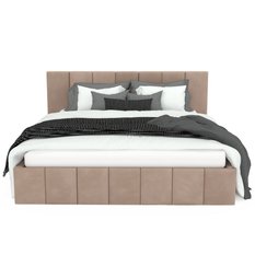 Łóżko tapicerowane 140x200 premium z pojemnikiem do sypialni beżowe wezgłowie 107 cm - Miniaturka zdjęcia nr 9