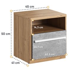 Szafka nocna Plano 45 cm do sypialni nash dąb  - Miniaturka zdjęcia nr 4