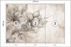 Fototapeta Do Sypialni Szare KWIATY Beton Abstrakcja Boho Dekoracja z Efektem 3D - Miniaturka zdjęcia nr 3