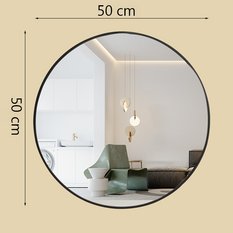 DUŻE LUSTRO OKRĄGŁE INDUSTRAILNE ŁAZIENKOWE SALON SYPIALNIA CZARNE 50CM XXL - Miniaturka zdjęcia nr 15