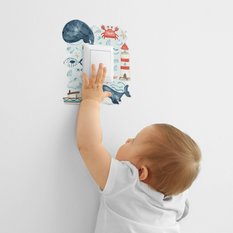 Naklejka Pod Kontakt Wieloryby Rybki Chmurki 20x20 Rozgwiazdy Muszelki Dla Dzieci - Miniaturka zdjęcia nr 5