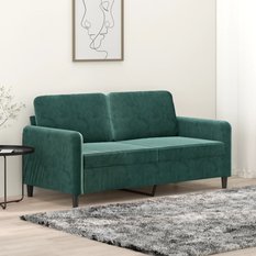 Sofa 158x77x80 cm 2-osobowa wygodna tapicerowana aksamitem ciemnozielona do salonu - Miniaturka zdjęcia nr 2