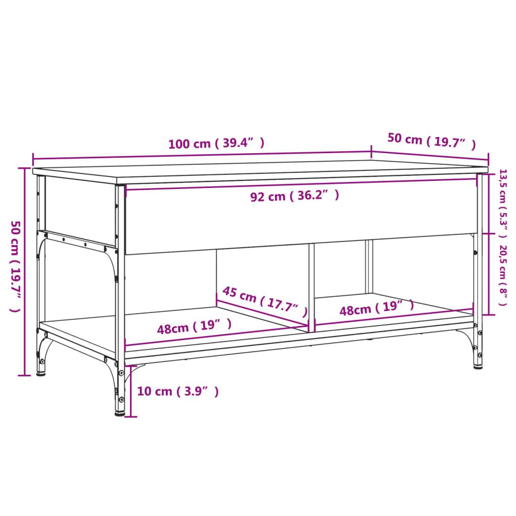 Stolik kawowy 100x50x50 cm z ukrytym schowkiem pod rozkładanym blatem dąb sonoma do salonu nr. 11