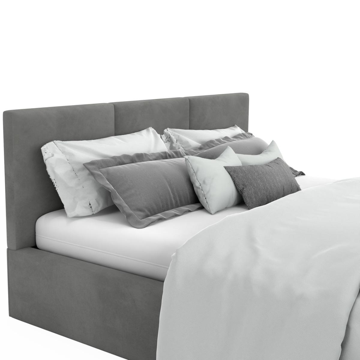 Łóżko tapicerowane do sypialni basic 120x200x88 cm łóżko podwójne z pojemnikiem szare nr. 12