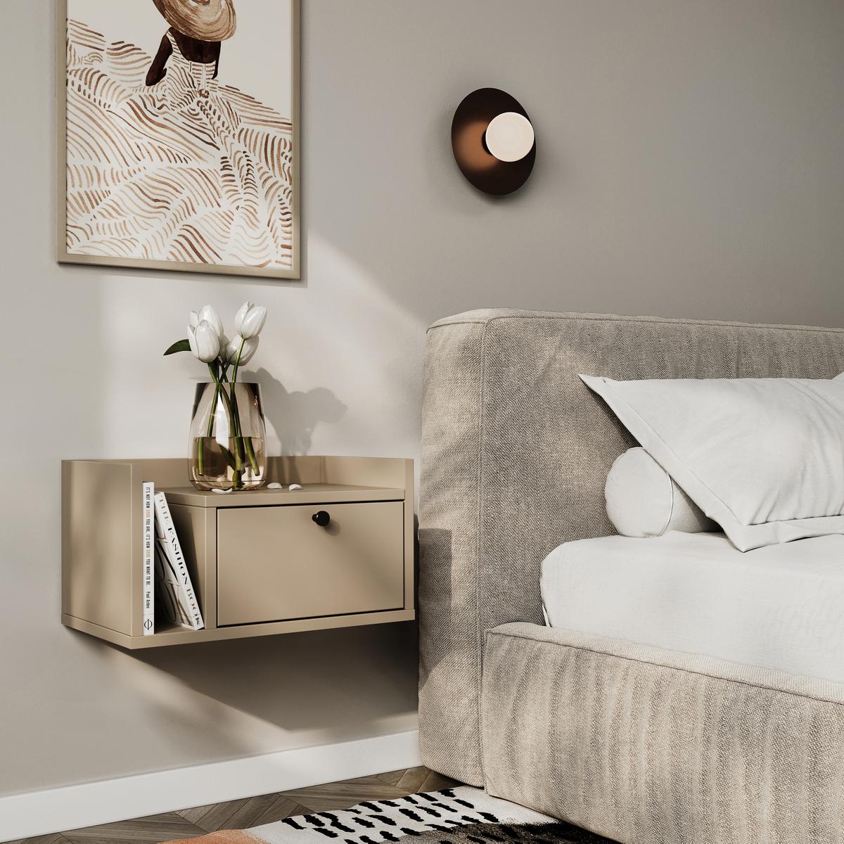 Szafka nocna wisząca AURA 50x35x22 cm stolik nocny do sypialni lewy cappuccino nr. 1