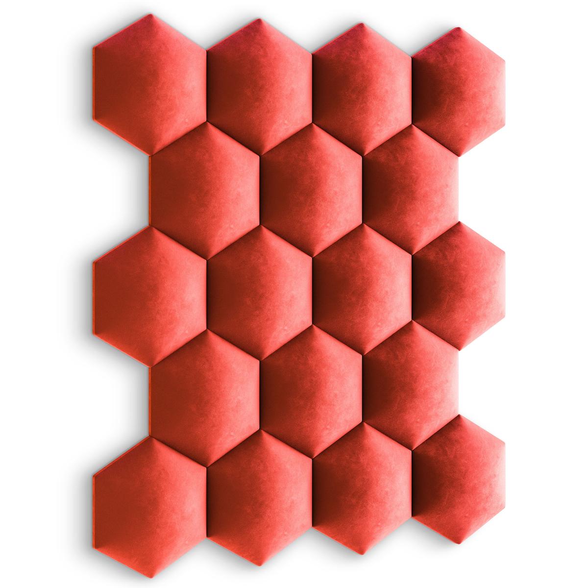 Panele tapicerowane  26x30 cm hexagon magic velvet czerwony nr. 6