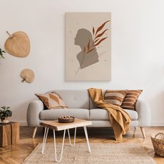 Obraz Do Salonu Portret Kobieta Minimalizm Styl Boho Liście Natura 80x120cm - Miniaturka zdjęcia nr 3