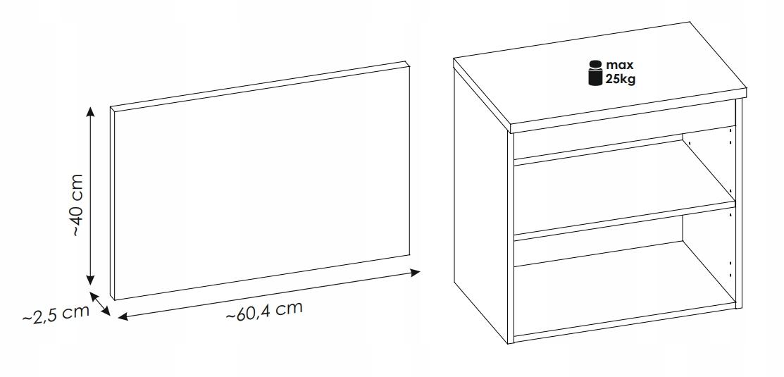 Szafka NOVA 60 cm o łazienki ryflowana z umywalką i blatem czarna dab coast evoke nr. 9