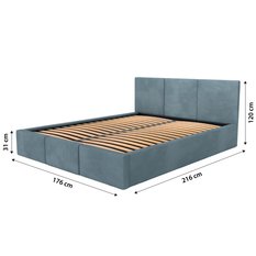 Łóżko tapicerowane 160x200x120 cm do sypialni podwójne z pojemnikiem automatyczny otwierany schowek na pościel  morski - Miniaturka zdjęcia nr 13