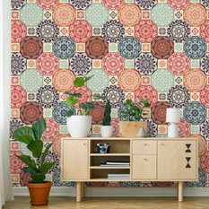Tapeta kolorowe ornamenty w stylu retro, styl nowoczesny  - Miniaturka zdjęcia nr 4