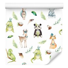 Tapeta dziecięca MISIE panda lisy krokodyle słonie  - Miniaturka zdjęcia nr 7