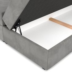 Łóżko kontynentalne 180x200x113 cm tapicerowane podwójne z materacem szare - Miniaturka zdjęcia nr 13