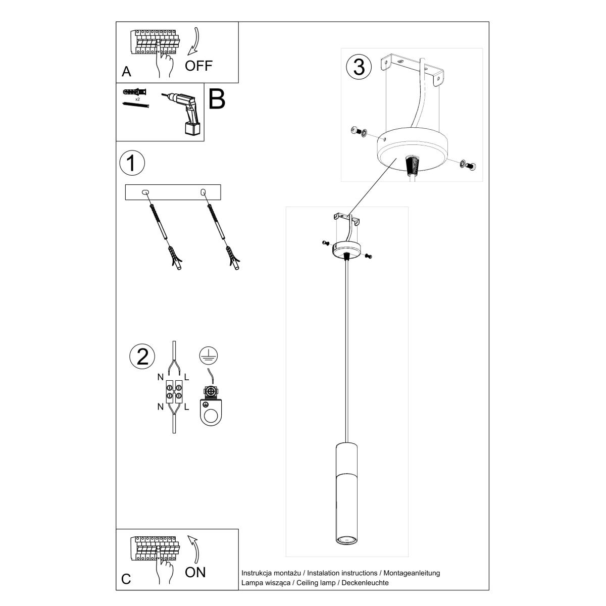 Lampa wisząca BORGIO 1 biały 105x8x8cm nowoczesna G10 do salonu nr. 5