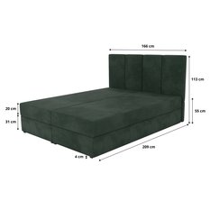 Łóżko kontynentalne 160x200x113 cm tapicerowane podwójne z materacem butelkowa zieleń - Miniaturka zdjęcia nr 16