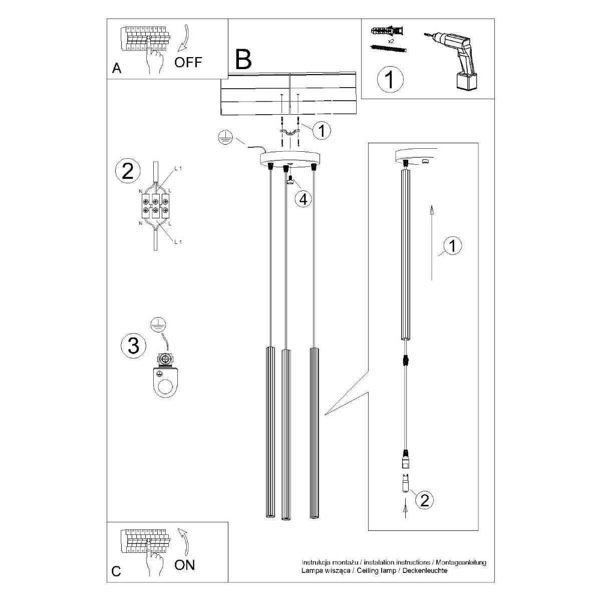 Lampa wisząca ARCHE 3P biała 120x20x20cm nowoczesna lampa G9 do salonu nr. 11