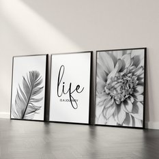 Zestaw X3 Plakat W Ramie Do Sypialni Kwiaty Napis Liście Minimalizm 30x40cm - Miniaturka zdjęcia nr 5