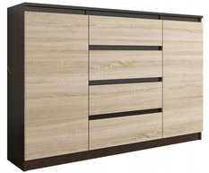 Komoda MODERN 140x40 cm wenge mix sonoma z szufladami i szafką do biura sypialni lub salonu - Miniaturka zdjęcia nr 2