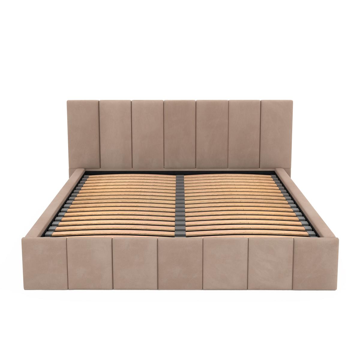 Łóżko tapicerowane 160x200 premium z pojemnikiem do sypialni beżowe wezgłowie 107 cm nr. 16