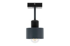 Lampa sufitowa 12x12x25 cm jednopunktowy spot z drewna i metalu gwint E27 antracytowo-czarna do salonu - Miniaturka zdjęcia nr 5