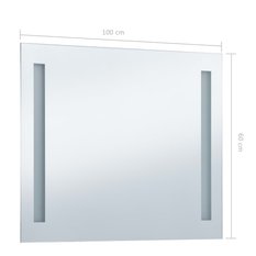 Lustro 100x60 cm do sypialni łazienki ścienne z LED aluminium szklane srebrny  - Miniaturka zdjęcia nr 7