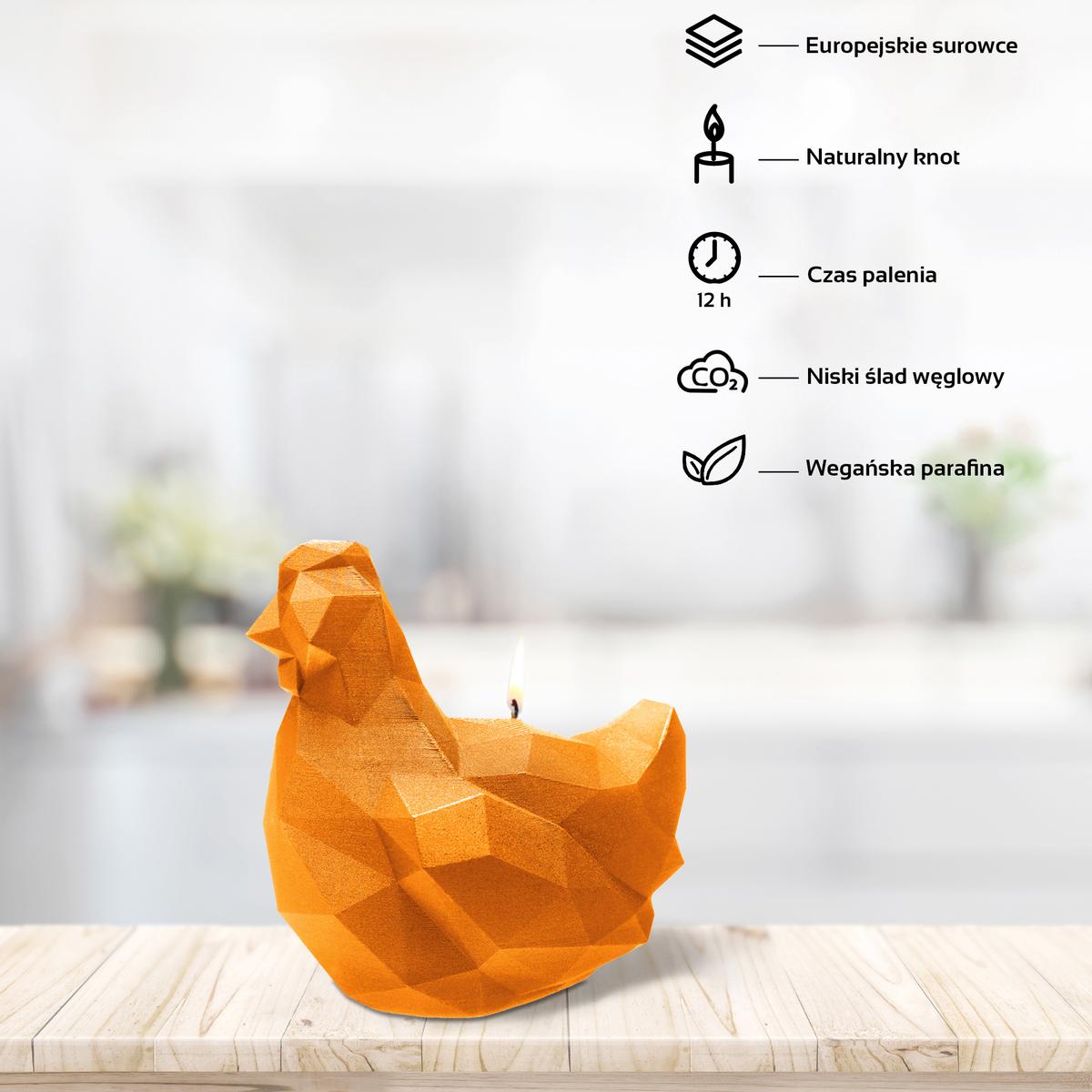 Świeca Chicken Low-Poly Orange Small nr. 2