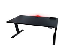 Biurko gamingowe elektryczne TOP 160x80x70-118 cm regulowane nogi LED RGB pilot przepust USB czarne - Miniaturka zdjęcia nr 3