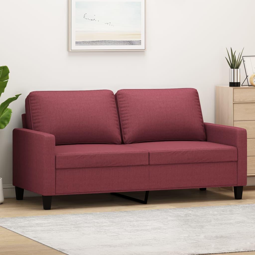 Sofa 158x77x80 cm 2-osobowa wygodna tapicerowana tkaniną winna czerwień do salonu