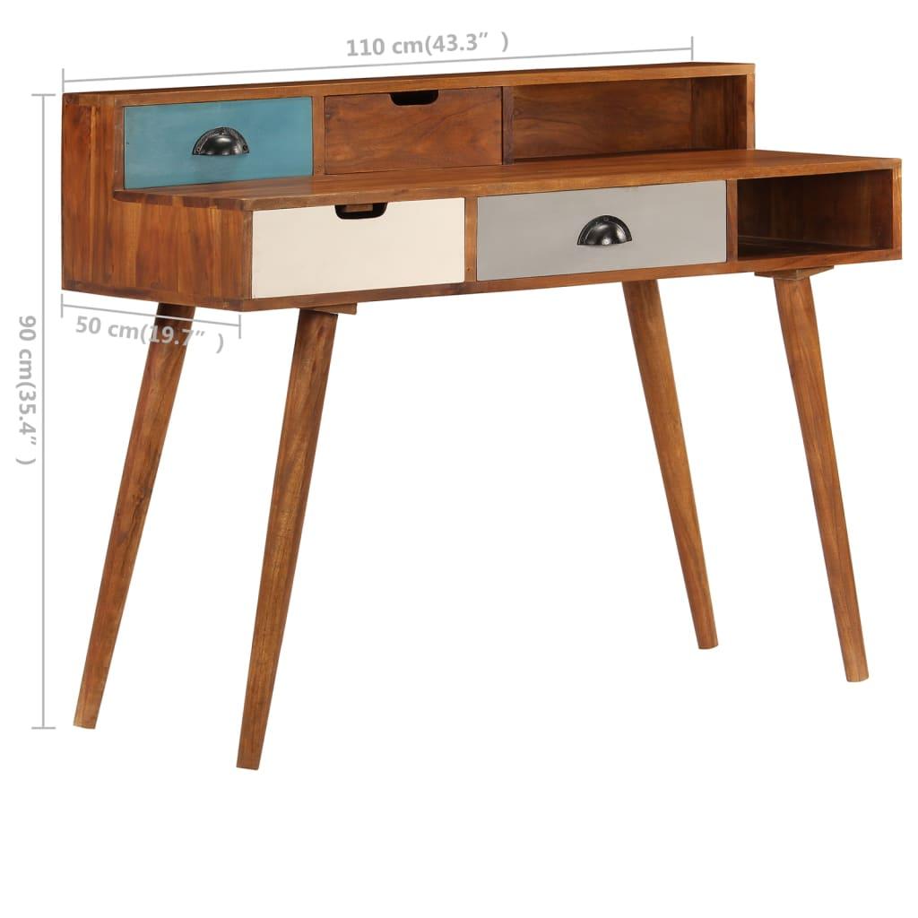  Biurko 110x50x90 cm z 4 szufladami i 2 półkami eleganckie w  stylu retro lite drewno akacjowe do gabinetu lub biura nr. 11