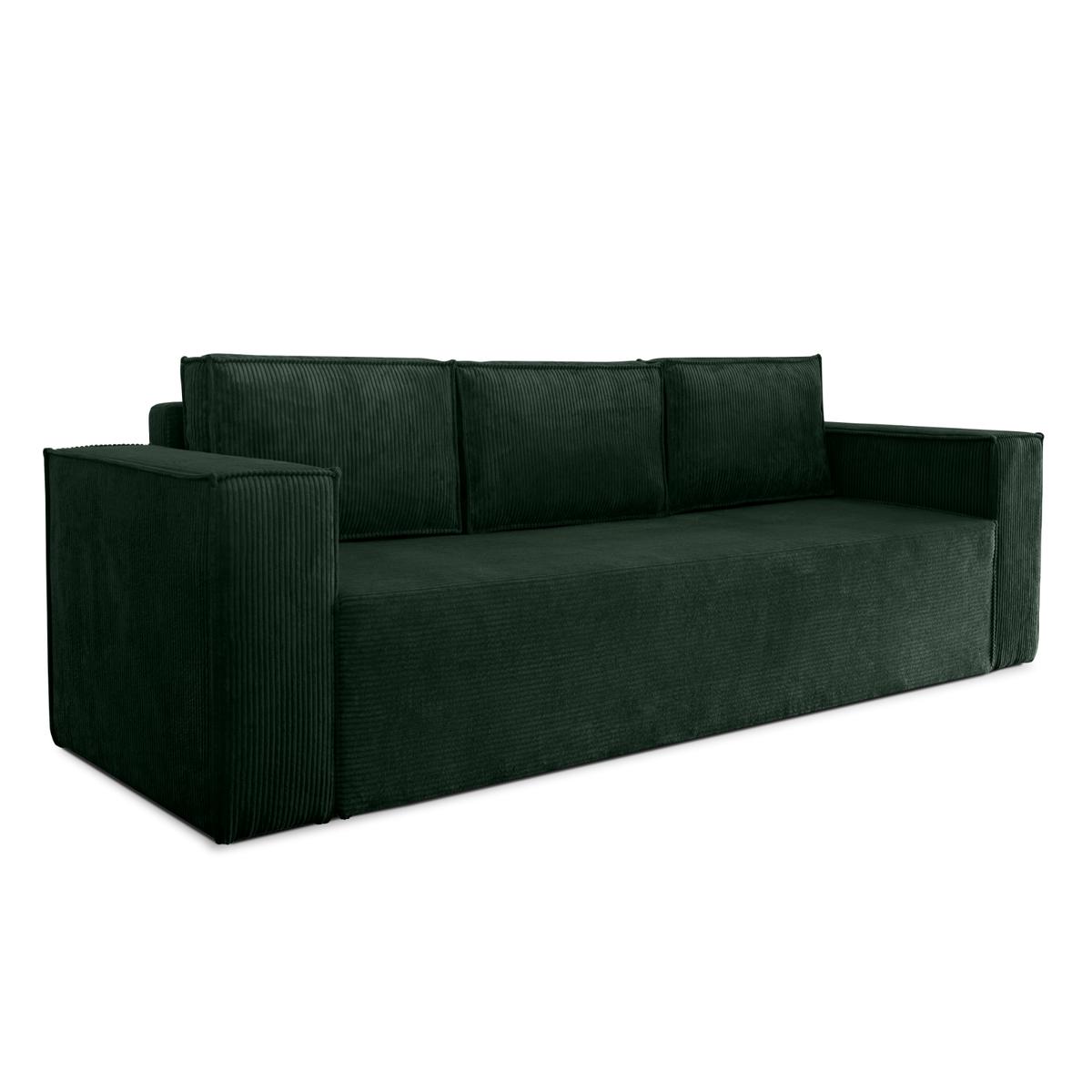 Kanapa Verona 248x96x93 cm z funkcją spania i pojemnikiem sprężyny bonell sztruks butelkowa zieleń do salonu nr. 2