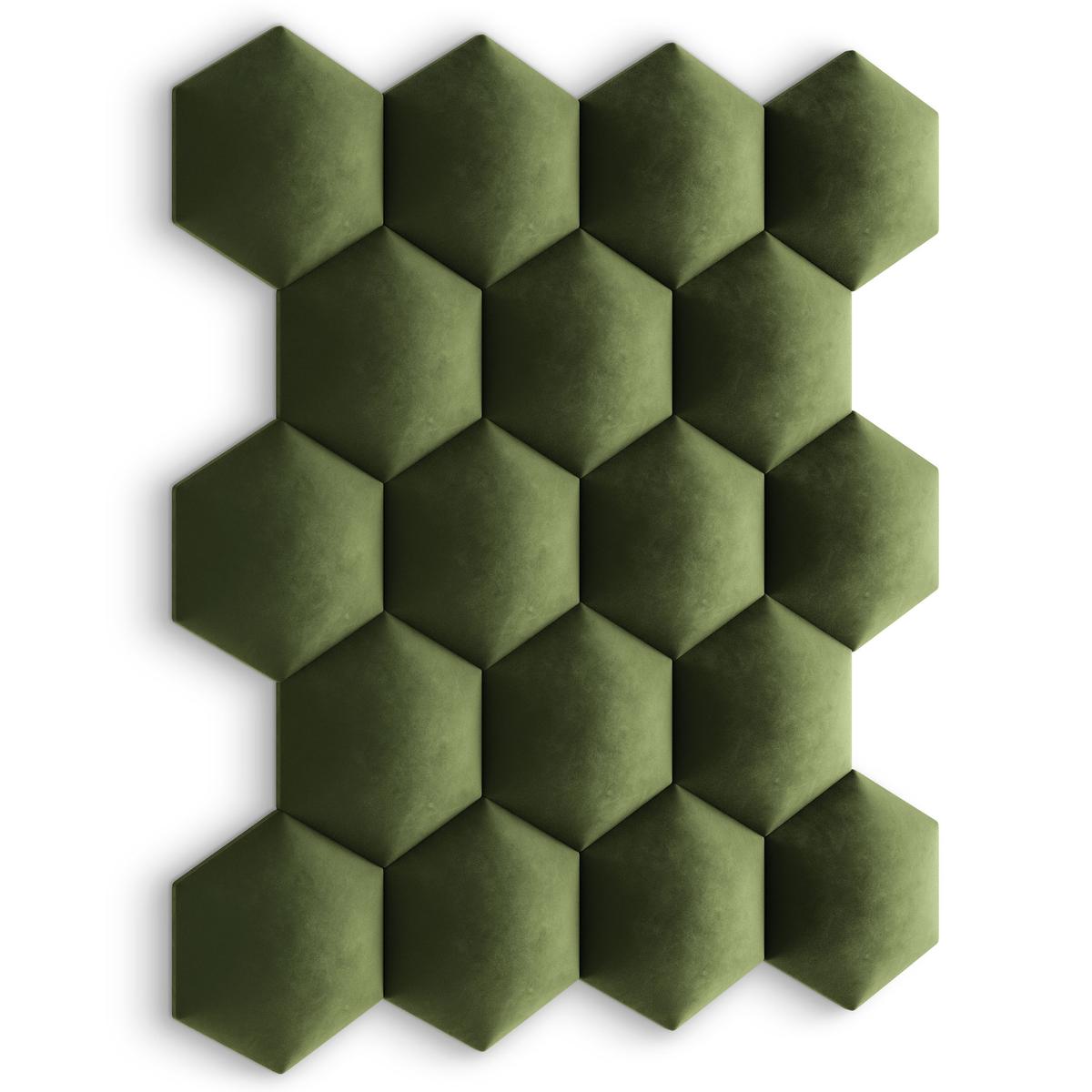 Panele tapicerowane 26x30 cm hexagon magic velvet khaki nr. 6