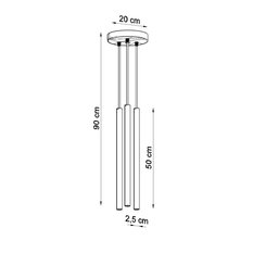 Lampa Wisząca PASTELO 3P złoty połysk 90x20x20cm nowoczesna G9 do salonu - Miniaturka zdjęcia nr 5