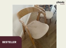 Zestaw krzeseł giętych Villa14 79x56x48 cm 2 sztuki drewniane zaokrąglone do salonu dąb naturalny z beżowym welwetowym siedziskiem - Miniaturka zdjęcia nr 14