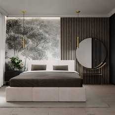 Łóżko tapicerowane podwójne z pojemnikiem 160x200x120 cm automatyczny otwierany schowek na pościel  kremowy - Miniaturka zdjęcia nr 12