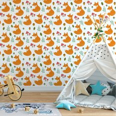 Tapeta Do Pokoju Dziecka Bajkowe LISKI Roślinki  - Miniaturka zdjęcia nr 4