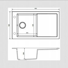 Zlewozmywak 86x50 cm 1-komorowy z ociekaczem Jupiter  do kuchni - Miniaturka zdjęcia nr 4