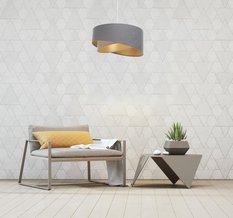 Lampa 45 cm do sypialni salonu wisząca asymetryczna szaro-beżowo-złota - Miniaturka zdjęcia nr 8