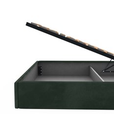 Łóżko tapicerowane 140x200 premium z pojemnikiem do sypialni butelkowa zieleń wezgłowie 107 cm - Miniaturka zdjęcia nr 13