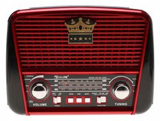 Radio przenośne 21x15x9 cm RETRO z funkcją bluetooth  USB z latarką  ładowany solarnie  - Miniaturka zdjęcia nr 4