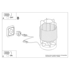 Lampa biurkowa GIZUR 25x15x15 cm loftowa lampka na biurko sznurkowy splot E27 czarna beżowa do biura pokoju - Miniaturka zdjęcia nr 6