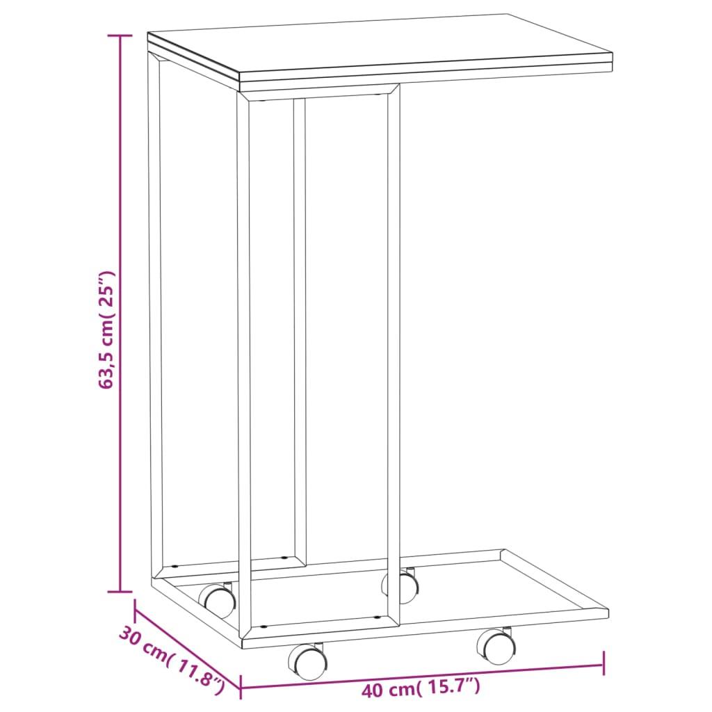 Stolik kawowy 40x30x63,5 cm boczny na metalowej ramie biały do salonu nr. 6