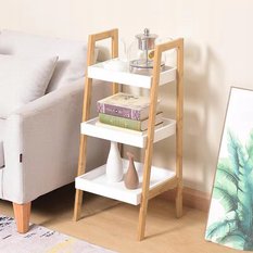 Regał 30 cm do pokoju sypialni salonu z półkami bambusowy biały - Miniaturka zdjęcia nr 6