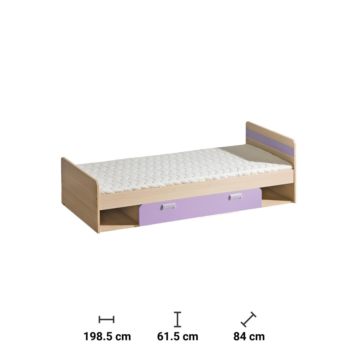 Łóżko 90x200 cm Lorento z pojemnikiem jesion coimbra fiolet do sypialni nr. 2