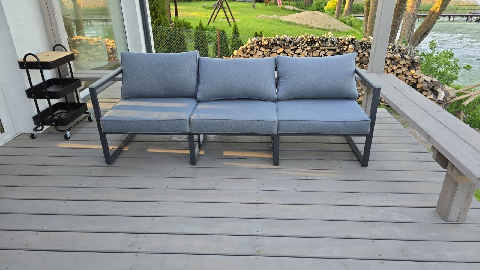 Duża sofa MOSTRARE 204x67 cm wygodna szara elegancka do ogrodu 