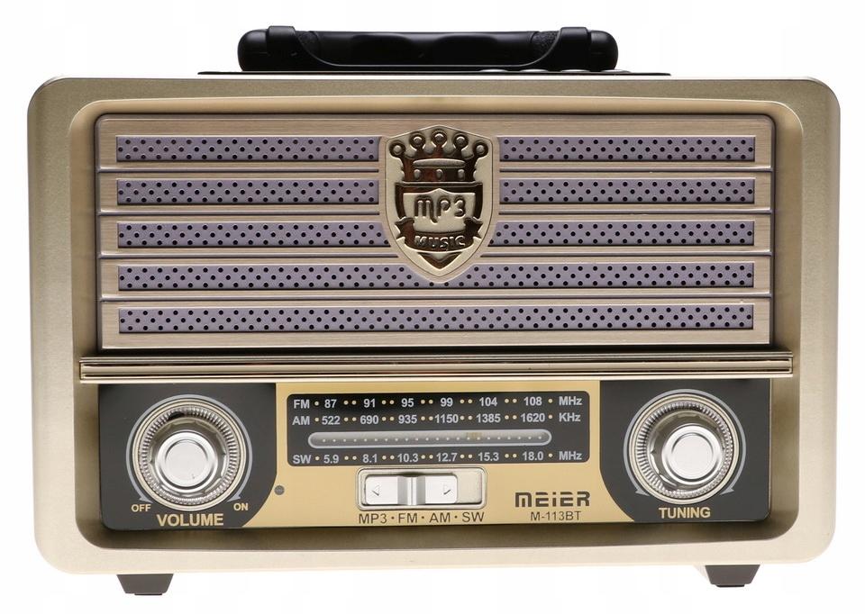 Radio przenośne 23 x 11,5 x 16 cm RETRO z funkcją bluetooth   USB  brązowe nr. 4