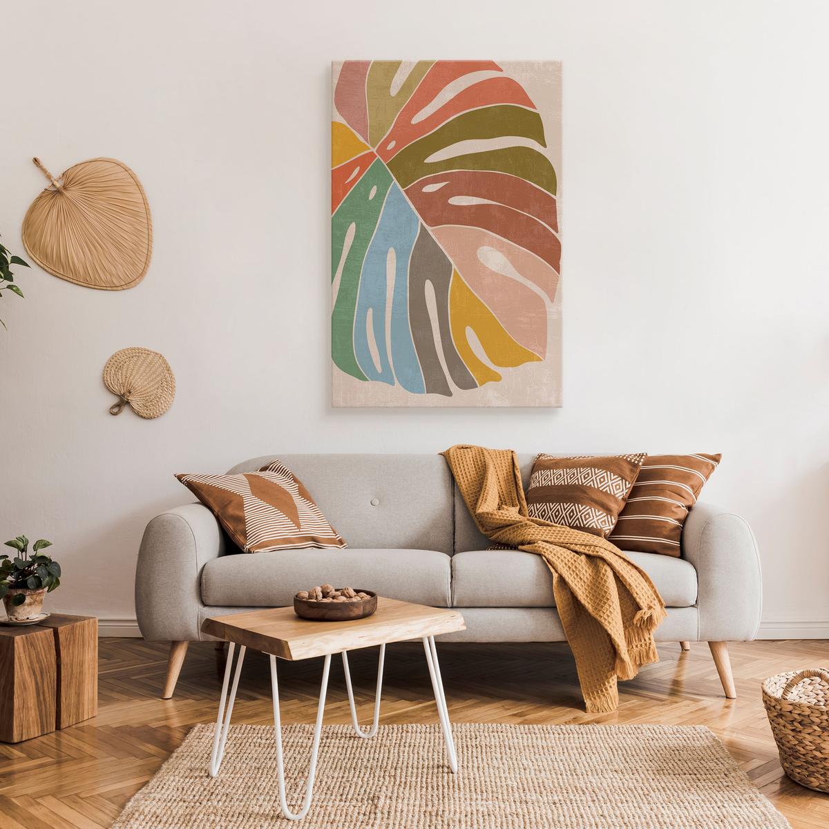 Duży Obraz Do Salonu Tęczowy Liść Monstery Styl Boho Natura 80x120cm nr. 3