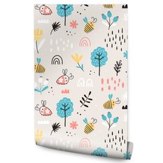 Tapeta Ścienna Dla Dzieci PSZCZÓŁKI Drzewa Kwiaty 53x1000  - Miniaturka zdjęcia nr 1